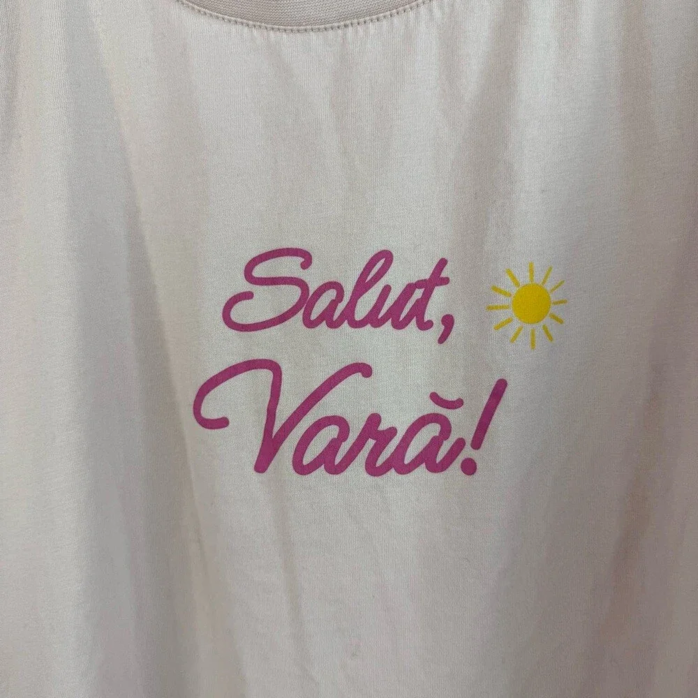 Iuvas T-shirt Women's Light Pink Salut, Vara! Graphic Short Sleeve Tee top - Picture 3 of 11